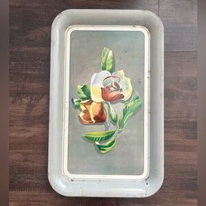 Vintage Floral Metal Tray